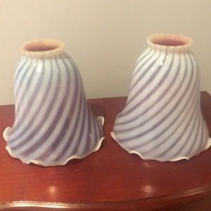 Two glass ceiling fan sconces